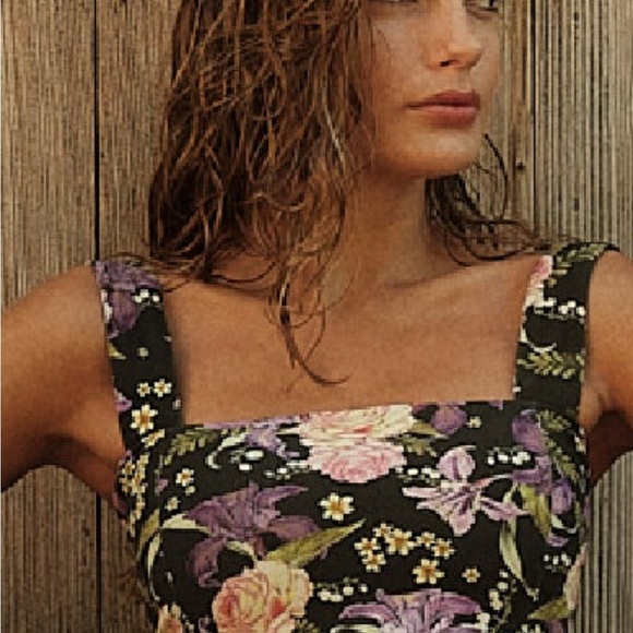 New with tags Agua Bendita Floral Smocked Crop Top - Picture 1 of 8